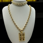 Cadena y esclava Torzal de 5mm con San Judas en oro laminado de 18K