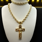 Cadena y esclava Torzal de 5mm con Cristo en oro laminado de 18K