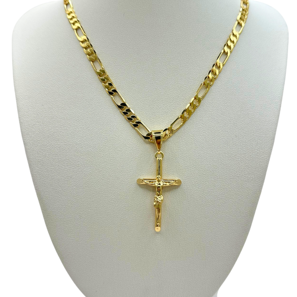 Cadena Cartier 5mm Con Cristo en Oro Laminado de 18K