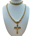 Cadena y Esclava Torzal 5mm con dije Cristo Picudo