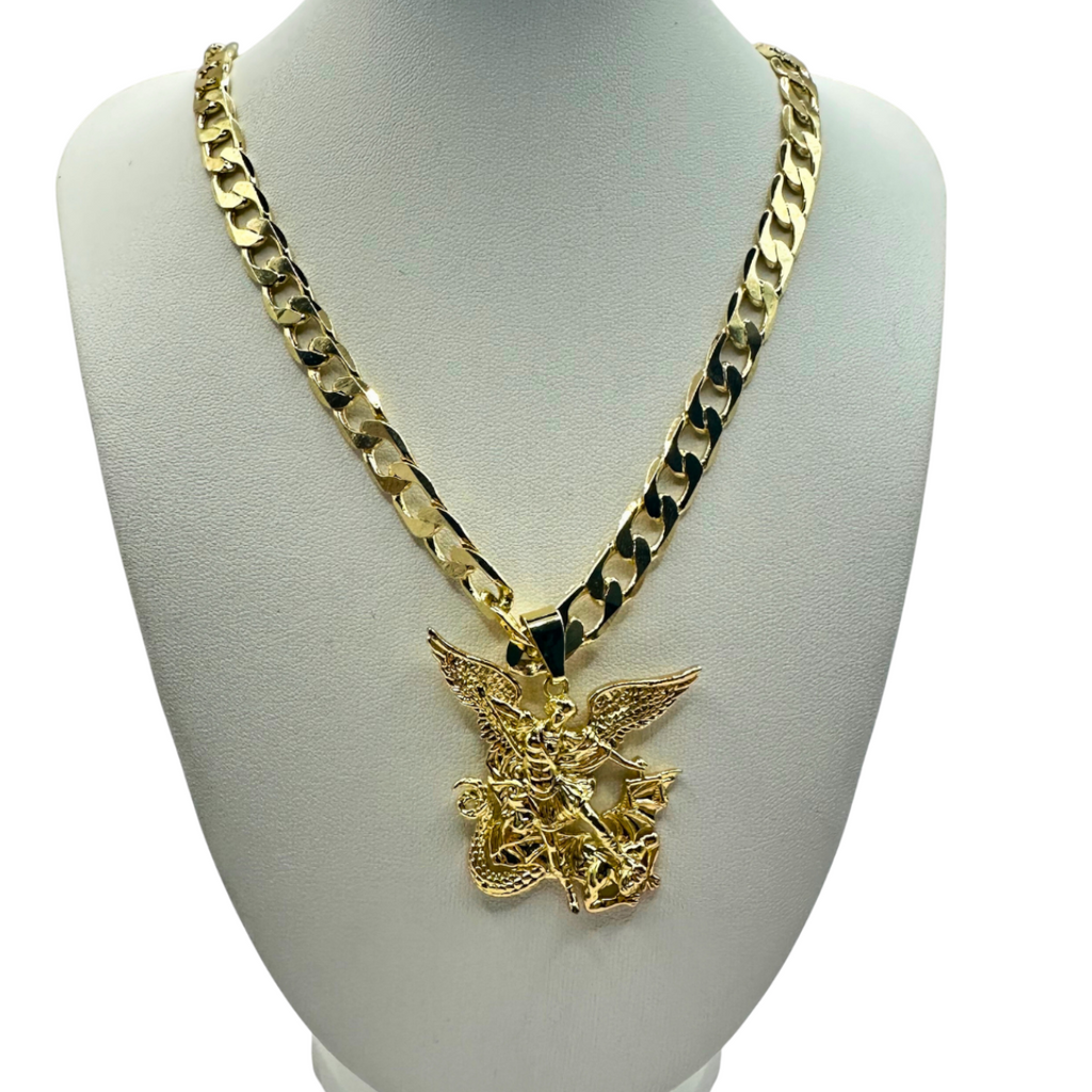 Cadena Barbada Con Dije de San Miguel Arcangel