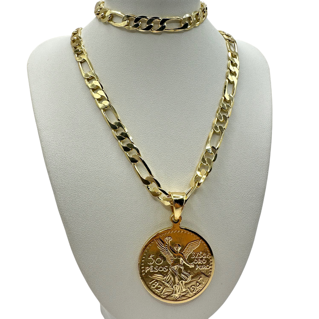 Cadena y esclava Cartier de 8mm con Centenario en oro laminado de 18K