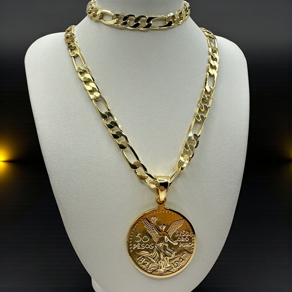 Cadena y esclava Cartier de 8mm con Centenario en oro laminado de 18K