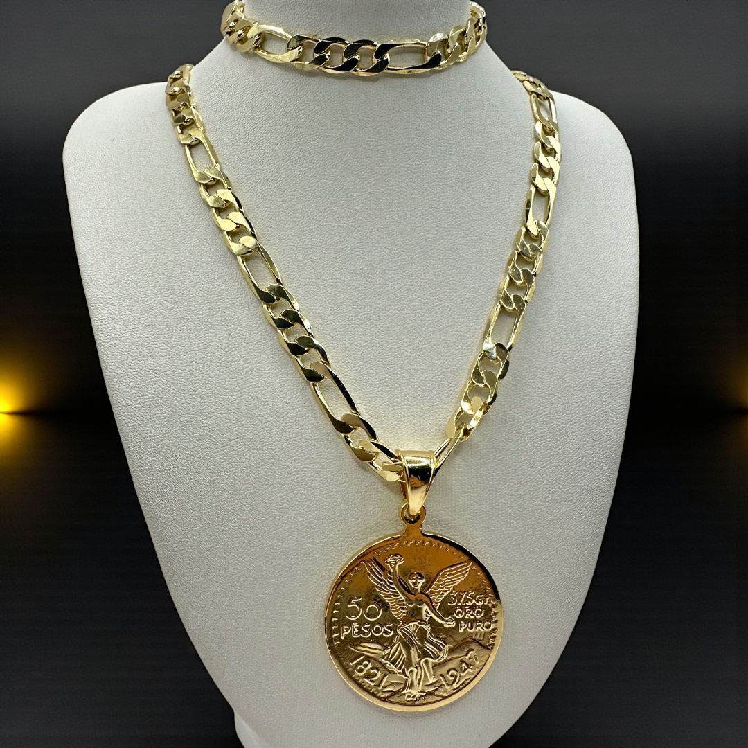 Cadena y esclava Cartier de 8mm con Centenario en oro laminado de 18K