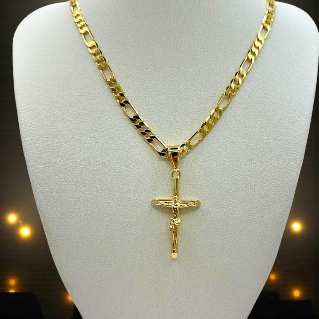 Cadena Cartier 5mm Con Cristo en Oro Laminado de 18K