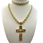 Cadena y Esclava Torzal 5mm con dije Cristo Buchón