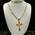 Cadena y esclava Cartier de 5mm con Cristo en oro laminado de 18K