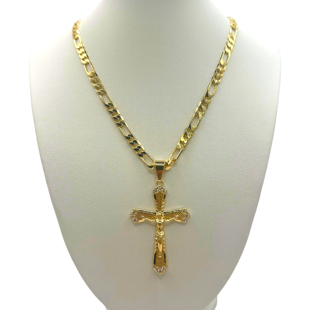 Cadena Cartier 5mm Con Cristo en Oro Laminado de 18K