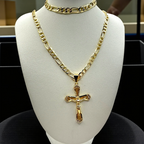 Cadena y esclava Cartier de 5mm con Cristo en oro laminado de 18K