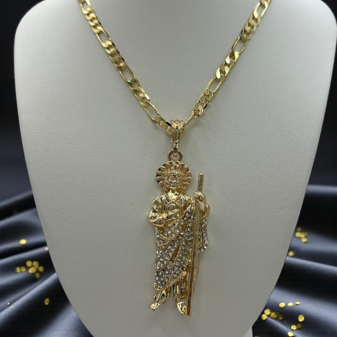 Cadena Cartier 5mm Con San Judas Blanco en Oro Laminado de 18K