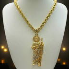 Cadena Torzal 5mm Con San Judas Blanco en Oro Laminado de 18K