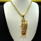 Cadena Barbada 5mm Con San Judas Blanco en Oro Laminado de 18K