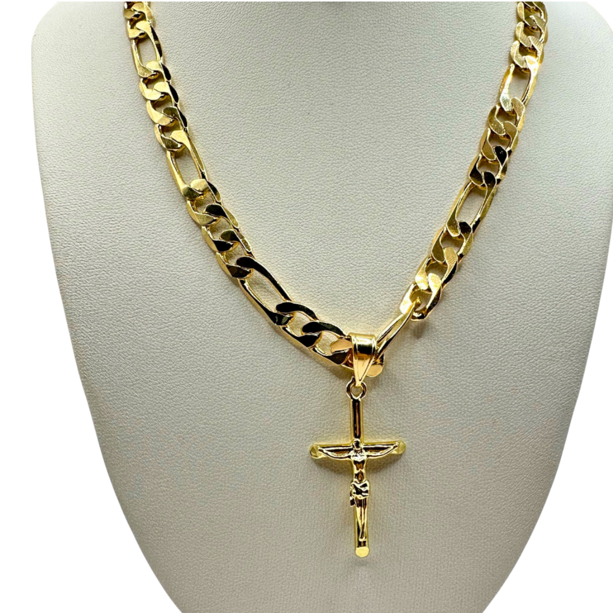 Cadena Cartier 8mm Con Cristo en Oro Laminado de 18K